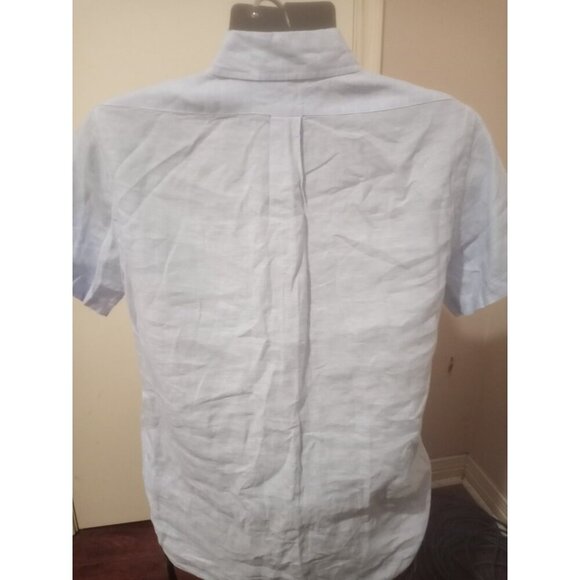 Brooks Brothers Regent Fit Short Sleeve Linen Blue Small S Original Polo Shirt - Picture 7 of 12